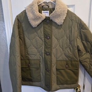 Old Navy Women's Olive Quilted Jacket with Sherpa Collar